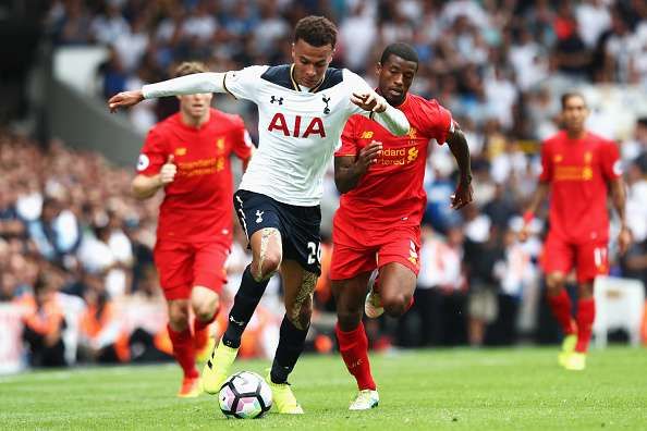 LONDON, ENGLAND - AUGUST 27:  Dele Alli of Tottenham Hotspur in action during the Premier League match between Tottenham Hotspur and Liverpool at White Hart Lane on August 27, 2016 in London, England.  (Photo by Julian Finney/Getty Images)