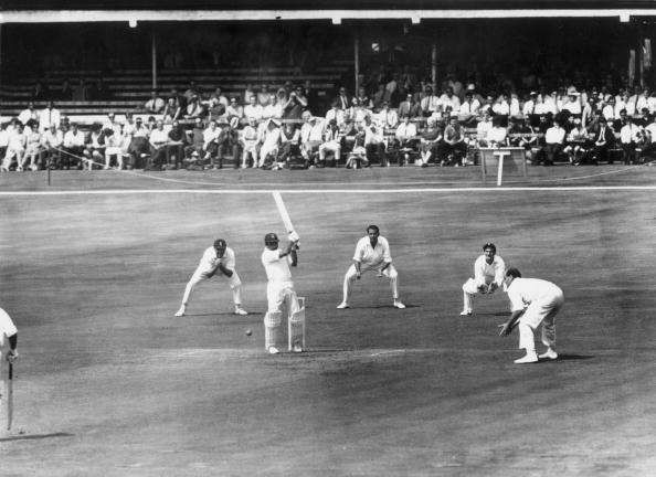 Hanif Mohammad with the bat during a Test match against England 