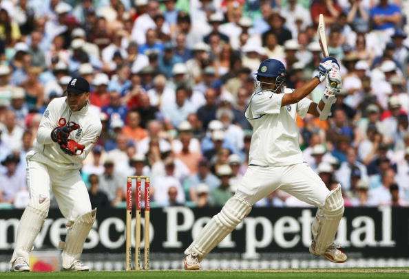 Rahul Dravid in action against England in a Test match 