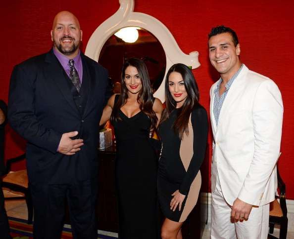 Big Show, pictured with Brie and Nikki Bella and Alberto Del Rio