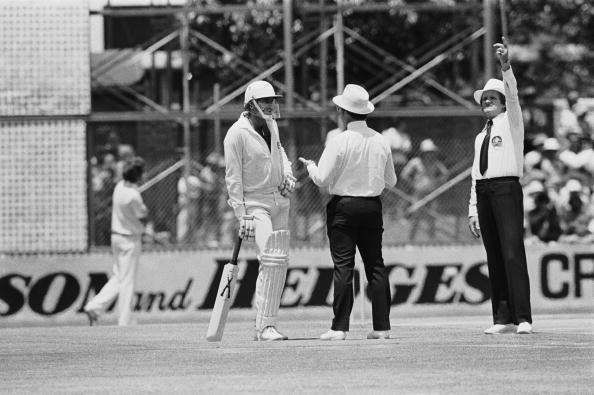 Lillee with the bat which was called &lsquo;Combat&rsquo;