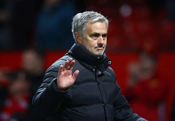 MANCHESTER, ENGLAND - JANUARY 10:  Jose Mourinho, Manager of Manchester United applauds supporters during the EFL Cup Semi-Final First Leg match between Manchester United and Hull City at Old Trafford on January 10, 2017 in Manchester, England.  (Photo by Clive Mason/Getty Images)