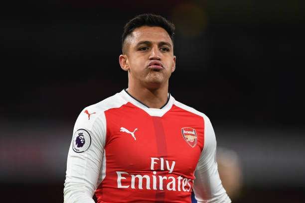 LONDON, ENGLAND - APRIL 26: Alexis Sanchez of Arsenal looks on during the Premier League match between Arsenal and Leicester City at the Emirates Stadium on April 26, 2017 in London, England.  (Photo by Shaun Botterill/Getty Images)