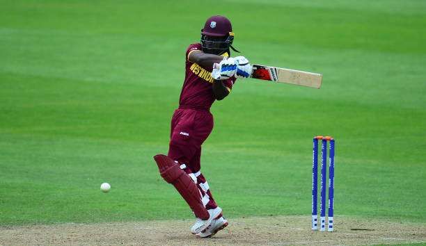 TAUNTON, ENGLAND - JUNE 26: Deandra Dottin of West Indies bats during the ICC Women&#039;s World Cup 2017 match between Australia and West Indies at The Cooper Associates County Ground on June 26, 2017 in Taunton, England. (Photo by Harry Trump/Getty Images)