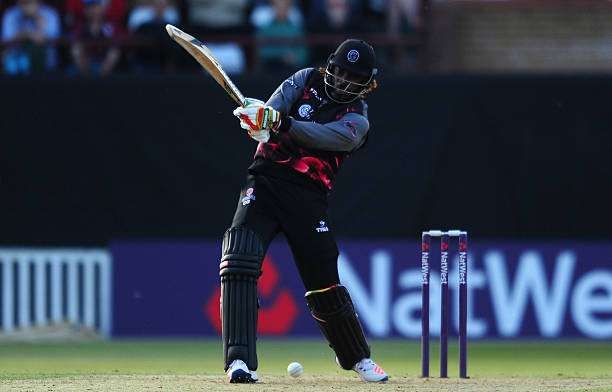 TAUNTON, UNITED KINGDOM - JUNE 03: Chris Gayle of Somerset bats during the Natwest T20 Blast match between Somerset and Essex at The Cooper Associates County Ground on June 3, 2016 in Somerset, United Kingdom. (Photo by Harry Trump/Getty Images)