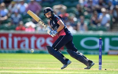 TAUNTON, ENGLAND - JULY 02:  England batsman Heather Knight hits out during the ICC Women's World Cup 2017 match between England and Sri Lanka at The Cooper Associates County Ground on July 2, 2017 in Taunton, England.  (Photo by Stu Forster/Getty Images)