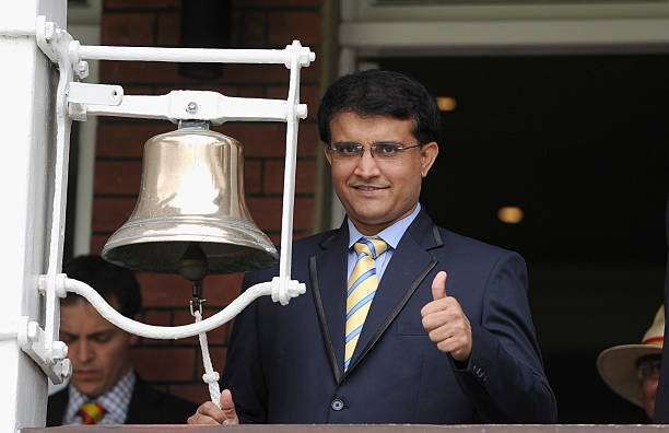 LONDON, ENGLAND - JULY 21:  Former Indian batsman Sourav Ganguly rings the five minute bell ahead of day five of 2nd Investec Test match between England and India at Lord&#039;s Cricket Ground on July 21, 2014 in London, United Kingdom.  (Photo by Gareth Copley/Getty Images)