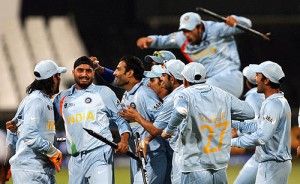 The Indian cricket team after winning semifinal of T20 World Cup in 2007