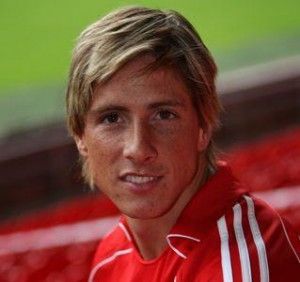 A very young Fernando torres, in his initial years at Liverpool