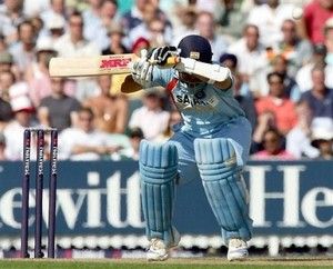 Sachin ducks the short ball.